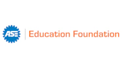 ASE Education Foundation logo with blue gear symbol and orange text
