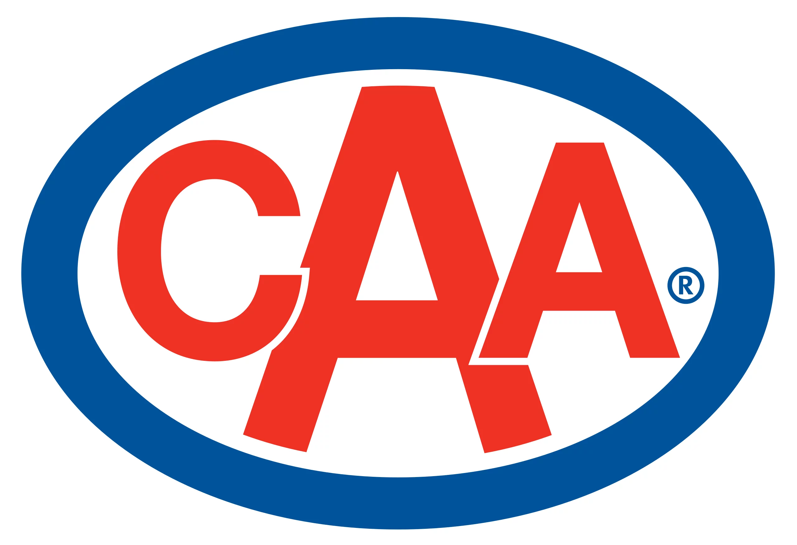 CAA logo with red letters in blue oval emblem