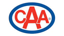 CAA logo with red letters in blue oval emblem
