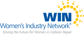 Women's Industry Network logo with blue text and yellow radial dots