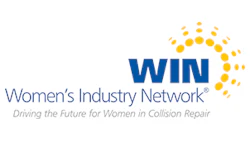 Women's Industry Network logo with blue text and yellow radial dots