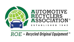 Automotive Recyclers Association logo with green globe and blue car symbolizing sustainable automotive recycling