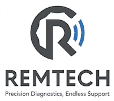 Remtech logo: Gray and blue corporate branding for precision diagnostics company