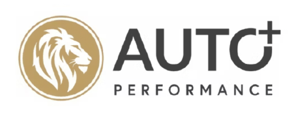 Auto Performance logo with golden lion emblem and modern typography