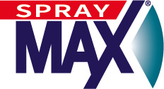 Spray Max brand logo with red and navy blue text and teal design accent