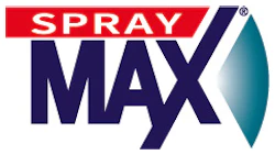 Spray Max brand logo with red and navy blue text and teal design accent