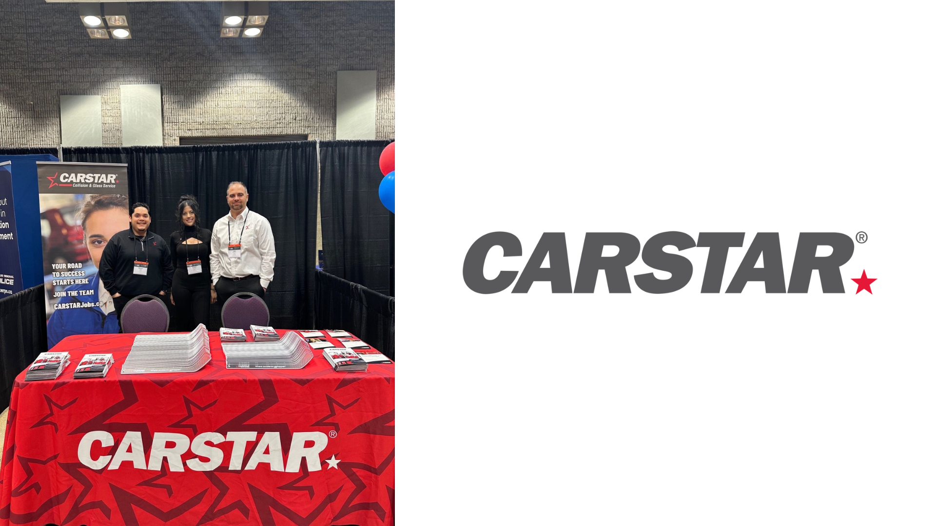 CARSTAR trade show booth with company representatives and recruitment materials