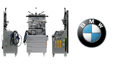 Car-O-Liner automotive repair station with specialized tools for BMW vehicle maintenance