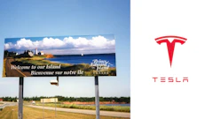 Prince Edward Island welcome billboard with coastal scenery and lighthouse
