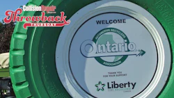 Ontario Automotive Recyclers Association welcome sign with Liberty Tire Recycling logo