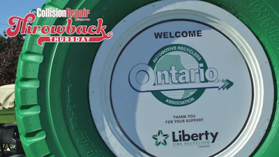 Ontario Automotive Recyclers Association welcome sign with Liberty Tire Recycling logo