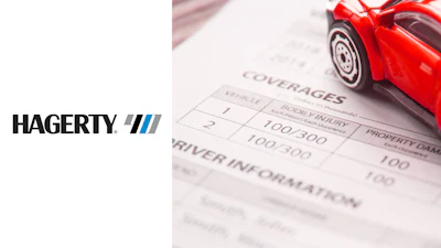 Auto insurance policy with red toy car highlighting coverage details