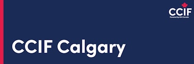 CCIF Calgary official logo with red maple leaf, navy background