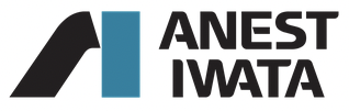 Anest Iwata corporate logo with geometric black and blue design