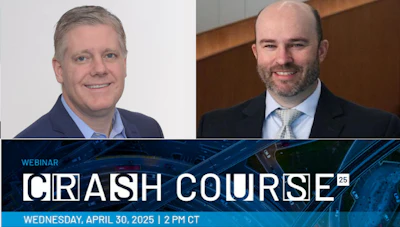 Webinar promo for Crash Course 25 with two business professionals