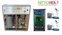 Nitroheat industrial paint application system with control unit, panel, and spray equipment