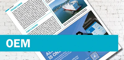 OEM industry publication showcasing maritime technology and digital interfaces