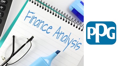 Finance analysis notebook with writing tools and corporate logo on professional workspace