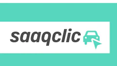 Saqclic digital automotive service logo with car and cursor icon