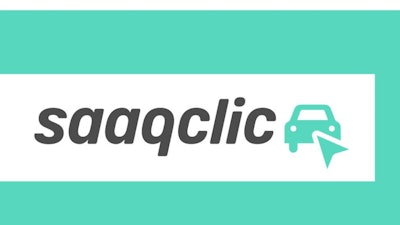 Saqclic digital automotive service logo with car and cursor icon