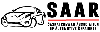 SAAR automotive repair association logo with sleek car silhouette