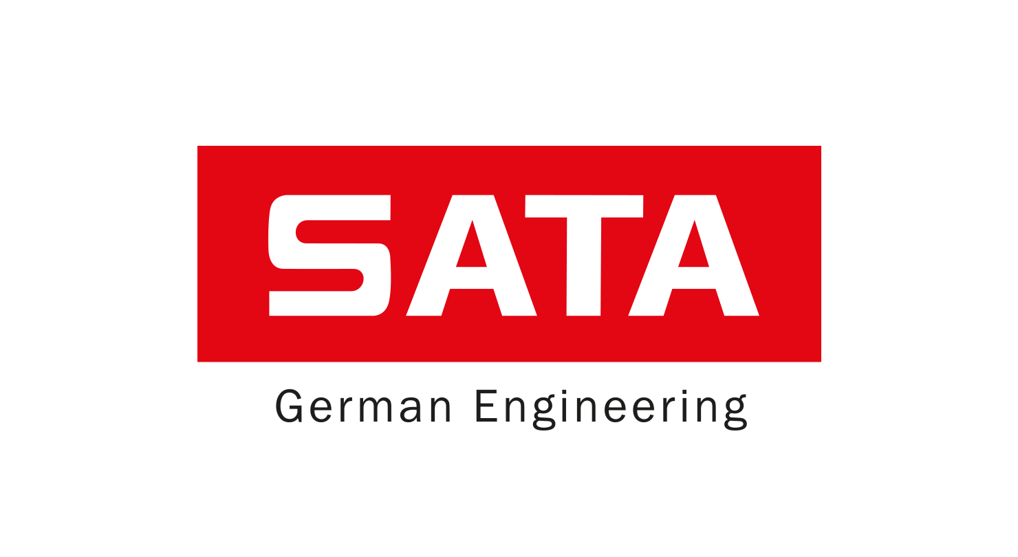 SATA German Engineering logo with red background and white typography
