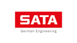 SATA German Engineering logo with red background and white typography