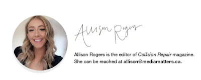 Professional headshot of magazine editor with signature