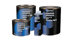 Sikkens automotive paint cans in black and blue for professional car refinishing