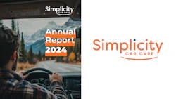 Mountain road view from car dashboard with Simplicity Car Care 2024 Annual Report