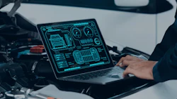 Laptop with digital automotive diagnostic interface over vehicle engine