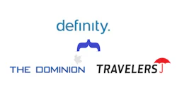 Insurance company logos: Definity, The Dominion, and Travelers