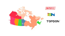 Canadian provinces map with regional color coding and technology company logos