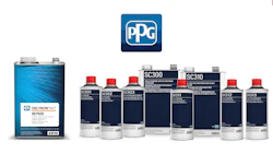 PPG automotive paint and clearcoat product range with multiple chemical containers