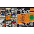 Classic car restoration event showcase with vintage vehicles in workshop