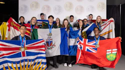 Canadian students celebrate national diversity with provincial flags at official event