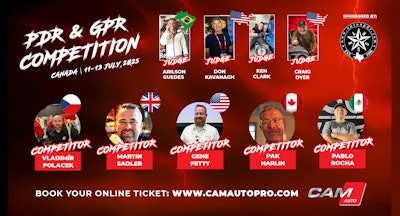 PDR & GPR Competition poster with international judges and competitors for automotive event in Canada