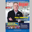 Collision Repair Magazine cover featuring professional in black jacket at automotive workshop