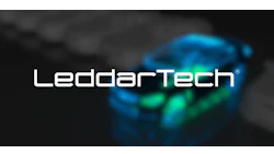 LeddarTech logo with blurred blue-green technological visual elements