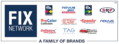 Fix Network automotive service brands logo collection featuring collision, glass, and auto repair logos