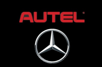Autel and Mercedes-Benz logos on black background