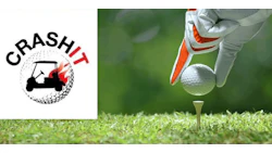 Crash IT golf logo with golf ball and club placement
