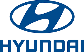 Hyundai corporate logo in blue, featuring stylized oval and letter H design