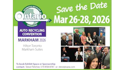 Ontario Auto Recycling Convention save the date poster for March 2026
