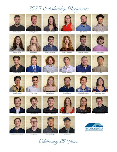 2025 Motor Vehicle Scholarships group photo of 36 scholarship recipients