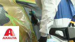 Axalta logo with automotive painting or coating process in background
