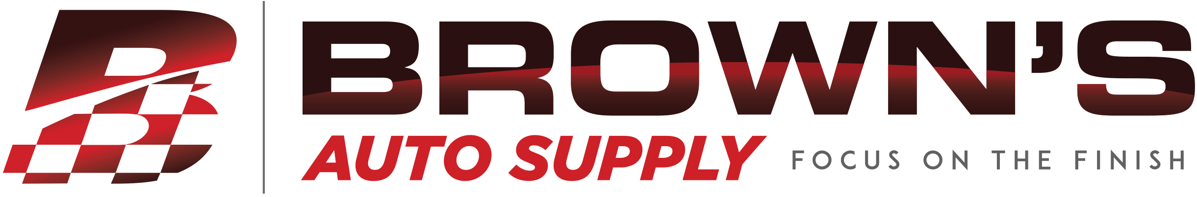 Brown's Auto Supply logo with checkered racing-inspired design