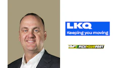LKQ corporate logo with blue background and 'Keeping you moving' tagline