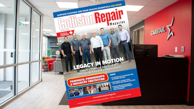 Collision Repair Magazine cover featuring group of professionals in office setting