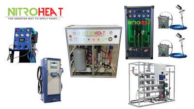 Nitroheat industrial paint application equipment collection with multiple machinery models